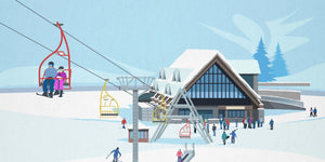 Lecht 2090 Ski Poster: Resort Guide and Features Ski Poster & Art Prints - Shop Online | Steve Ash Illustration