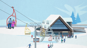 Lecht 2090 Ski Poster: Resort Guide and Features Ski Poster & Art Prints - Shop Online | Steve Ash Illustration