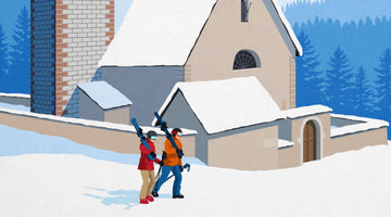 The Dolomites in Ortisei: Vintage Ski Poster Guide Ski Poster & Art Prints - Shop Online | Steve Ash Illustration