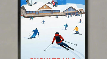 Snow Trails ski resort poster: Top 10 Ski Resorts Featured in Art Ski Poster & Art Prints - Shop Online | Steve Ash Illustration
