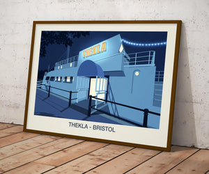 Thekla Bristol Guide: Venue Info, Location & Visits Ski Poster & Art Prints - Shop Online | Steve Ash Illustration