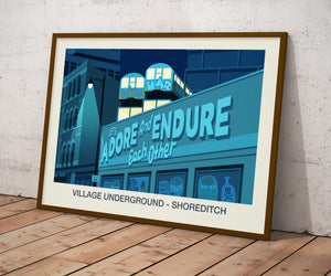 Village Underground: Explore Features, Spaces & Cultural Impact Ski Poster & Art Prints - Shop Online | Steve Ash Illustration