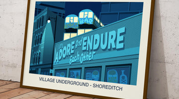 Village Underground: Explore Features, Spaces & Cultural Impact Ski Poster & Art Prints - Shop Online | Steve Ash Illustration