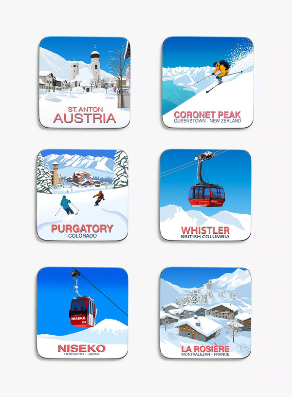 Ski Resort Drinks Coasters, Ski Gift