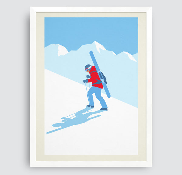 Set of 3 unframed minimalistic ski prints, Set of 3 unframed ski posters