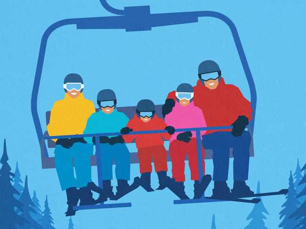 Personalised Family Ski Lift Poster - Ski Poster & Art Prints - Shop Online | Steve Ash Illustration