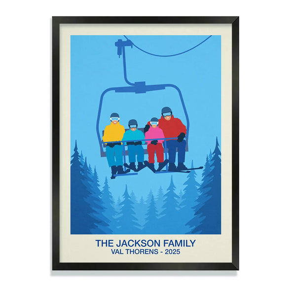 Personalised Family Ski Lift Poster