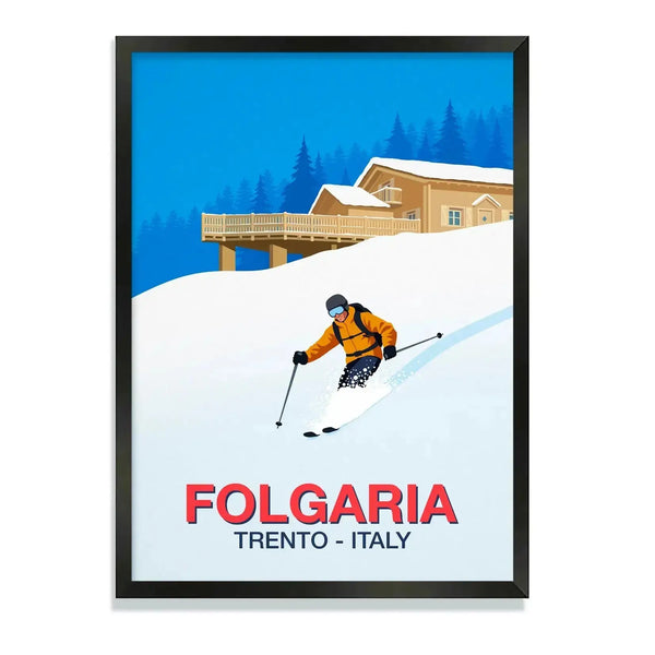 Folgaria Ski Poster Steve Ash illustration