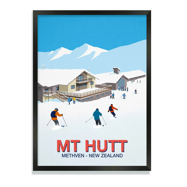 Mt Hutt framed ski poster