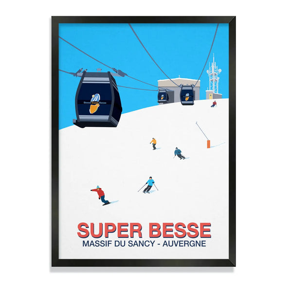 Super Besse Ski Resort Poster Steve Ash illustration
