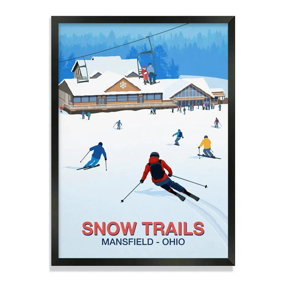Snow Trails Ski Poster Steve Ash illustration