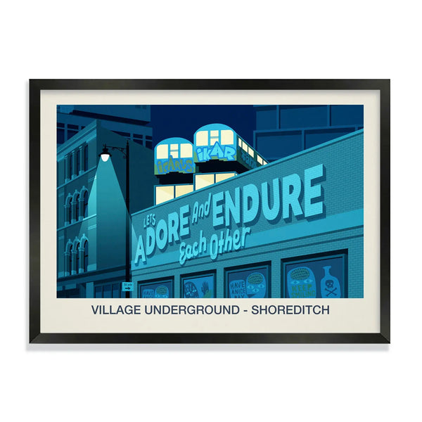 VILLAGE UNDERGROUND VENUE POSTER Steve Ash illustration