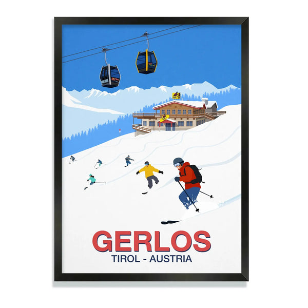Gerlos ski resort poster Steve Ash illustration