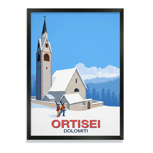 Ortisei Ski Poster Steve Ash illustration