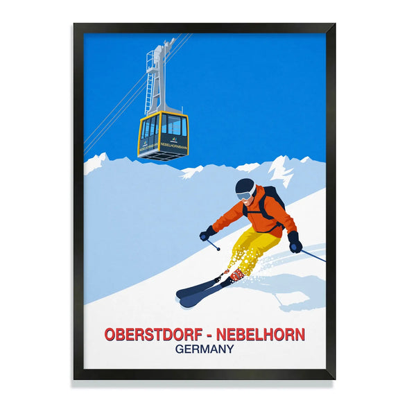 Oberstdorf - Nebelhorn ski resort poster Steve Ash illustration