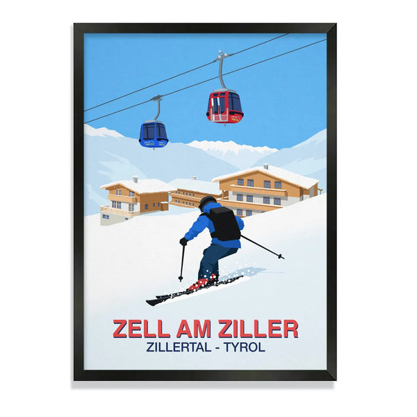 Zell Am Ziller Ski Resort Poster Steve Ash illustration