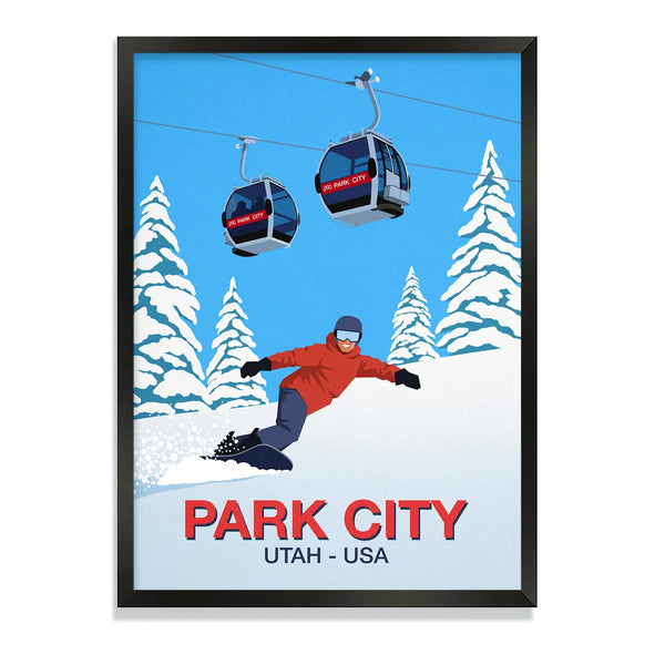 Park City Snowboard Poster Steve Ash illustration