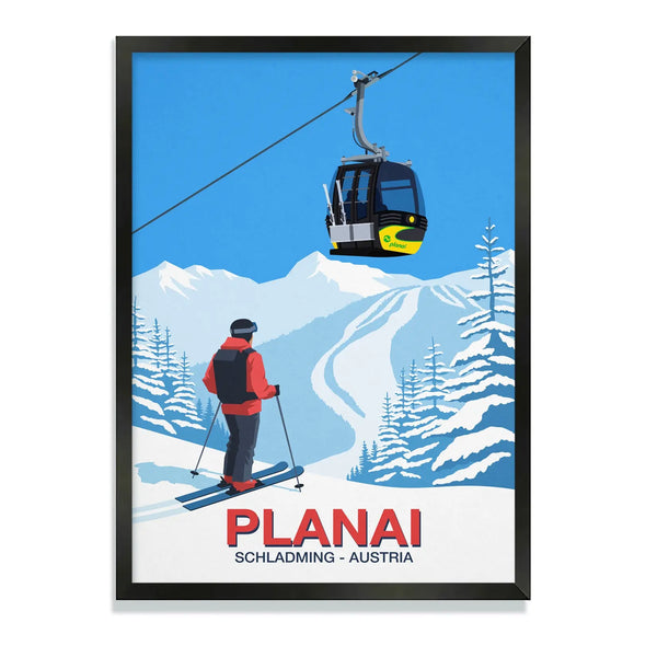 Planai ski resort poster Steve Ash illustration