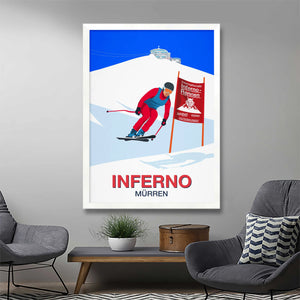 Inferno downhill ski race poster Steve Ash illustration