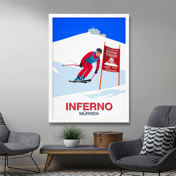 Inferno downhill ski race poster Steve Ash illustration