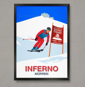 Inferno downhill ski race poster Steve Ash illustration