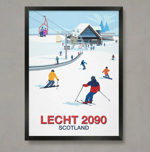 Lecht 2090 ski poster Steve Ash illustration