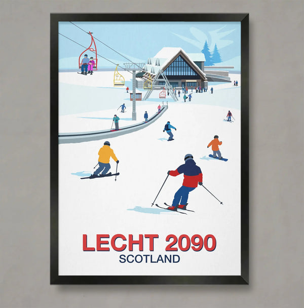Lecht 2090 ski poster Steve Ash illustration