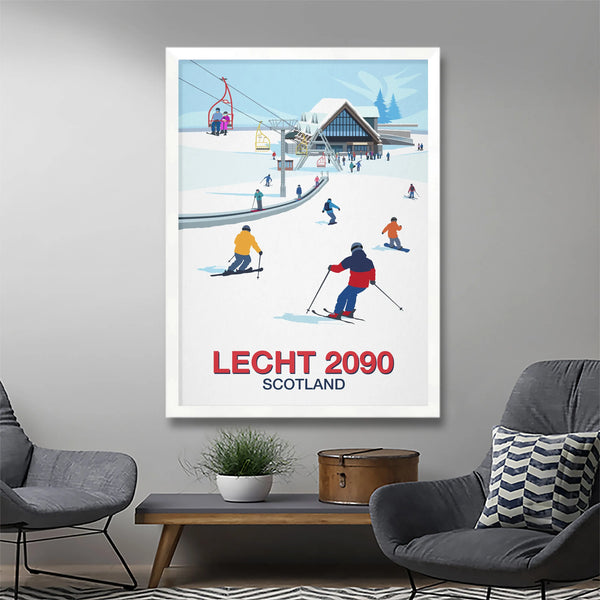 Lecht 2090 ski poster Steve Ash illustration