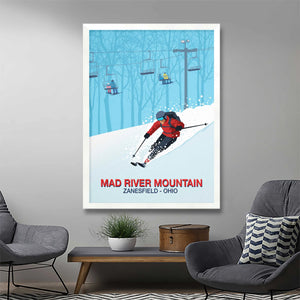 Mad River Mountain Ski Poster - Ski Poster & Art Prints - Shop Online | Steve Ash Illustration