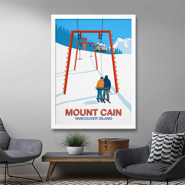 Mount Cain ski resort poster