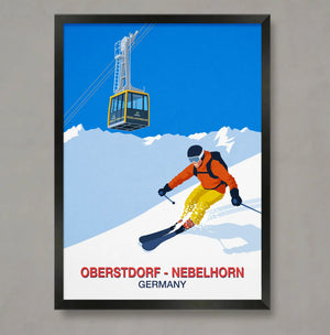 Oberstdorf - Nebelhorn ski resort poster Steve Ash illustration