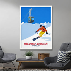 Oberstdorf - Nebelhorn ski resort poster Steve Ash illustration