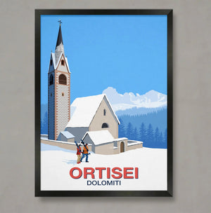 Ortisei Ski Poster Steve Ash illustration
