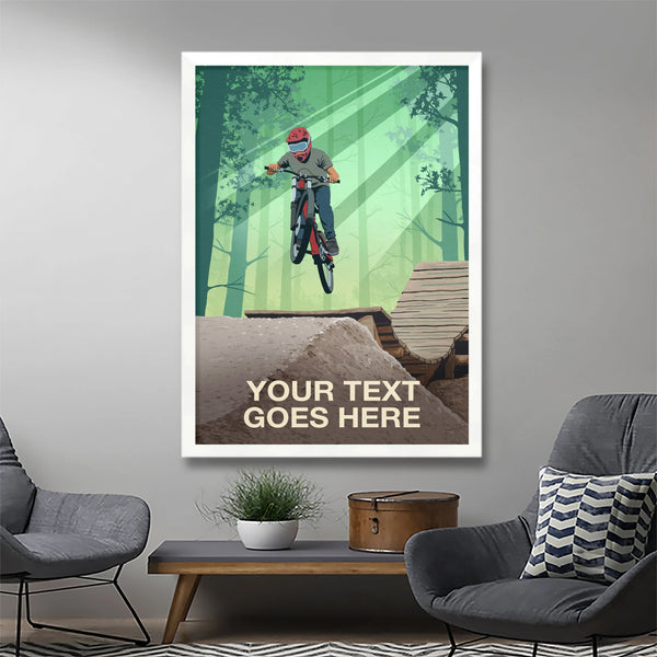 Personalised Boy Mountain Biking Poster - Ski Poster & Art Prints - Shop Online | Steve Ash Illustration