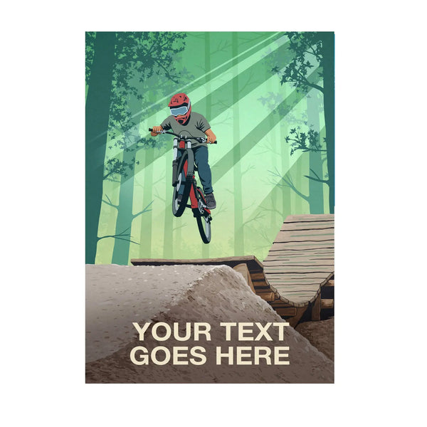 Personalised Boy Mountain Biking Poster - Ski Poster & Art Prints - Shop Online | Steve Ash Illustration