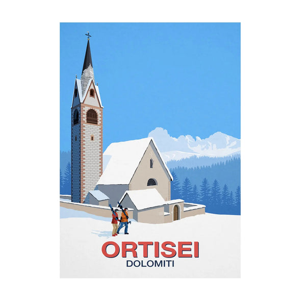 Ortisei Ski Poster Steve Ash illustration
