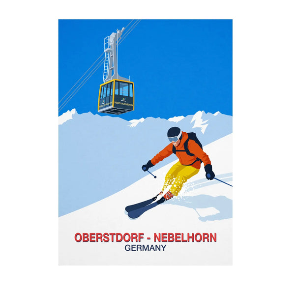 Oberstdorf - Nebelhorn ski resort poster Steve Ash illustration