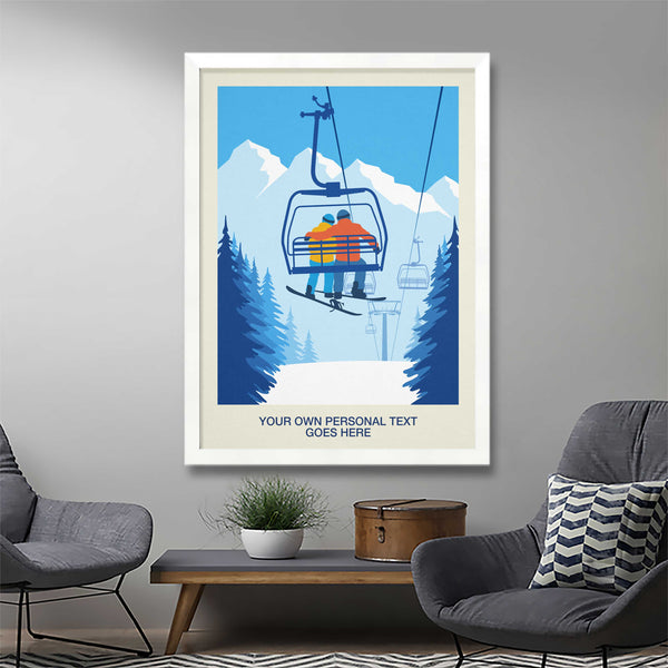 Personalised Snowboarding Couple Poster