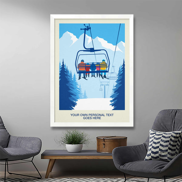 Personalised Family of Five Ski Poster