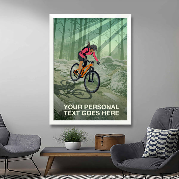 Personalised Female Mountain Biking Poster