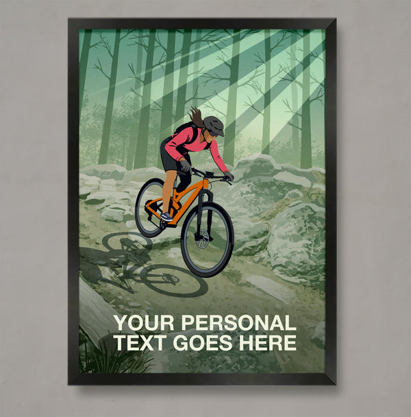 Personalised Female Mountain Biking Poster