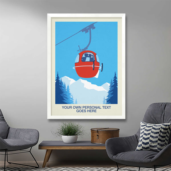 Personalised Ski Couple Kissing Poster