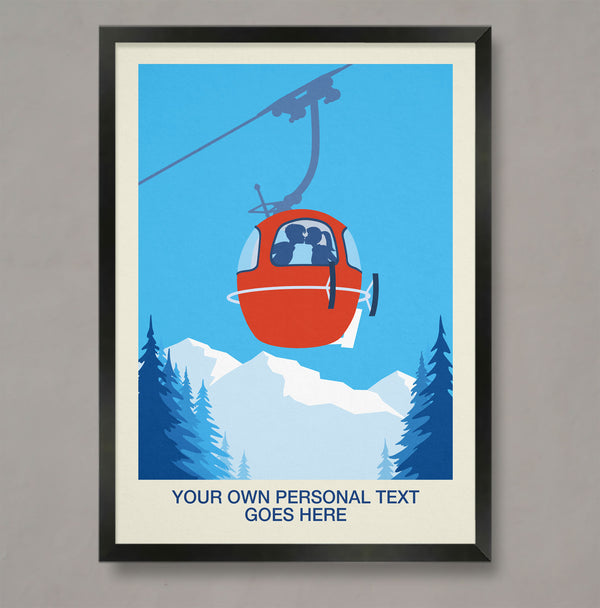 Personalised Ski Couple Kissing Poster