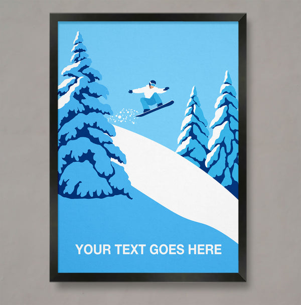 Personalised Minimalist Snowboarder Jumping Poster