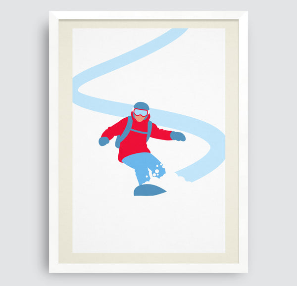 Set of 3 unframed minimalistic snowboard prints, Set of 3 unframed snowboard posters
