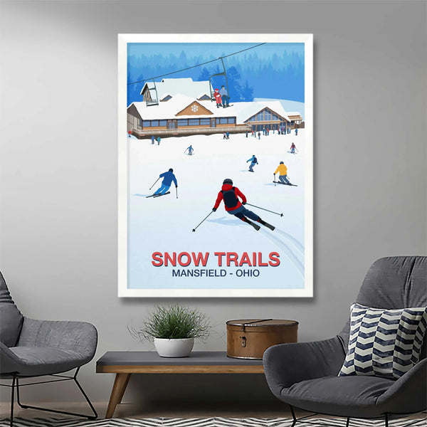 Snow Trails Ski Poster Steve Ash illustration