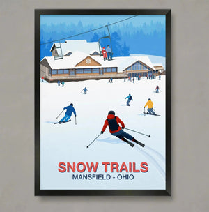 Snow Trails Ski Poster Steve Ash illustration