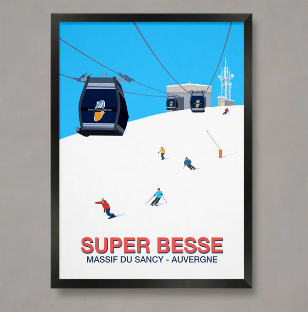 Super Besse Ski Resort Poster Steve Ash illustration