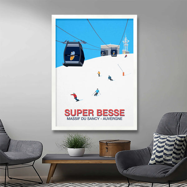 Super Besse Ski Resort Poster Steve Ash illustration