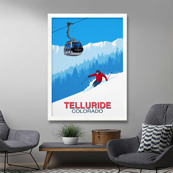 Telluride powder skiing poster